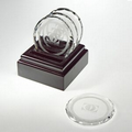 Optical Crystal Coaster w/Wooden Holder